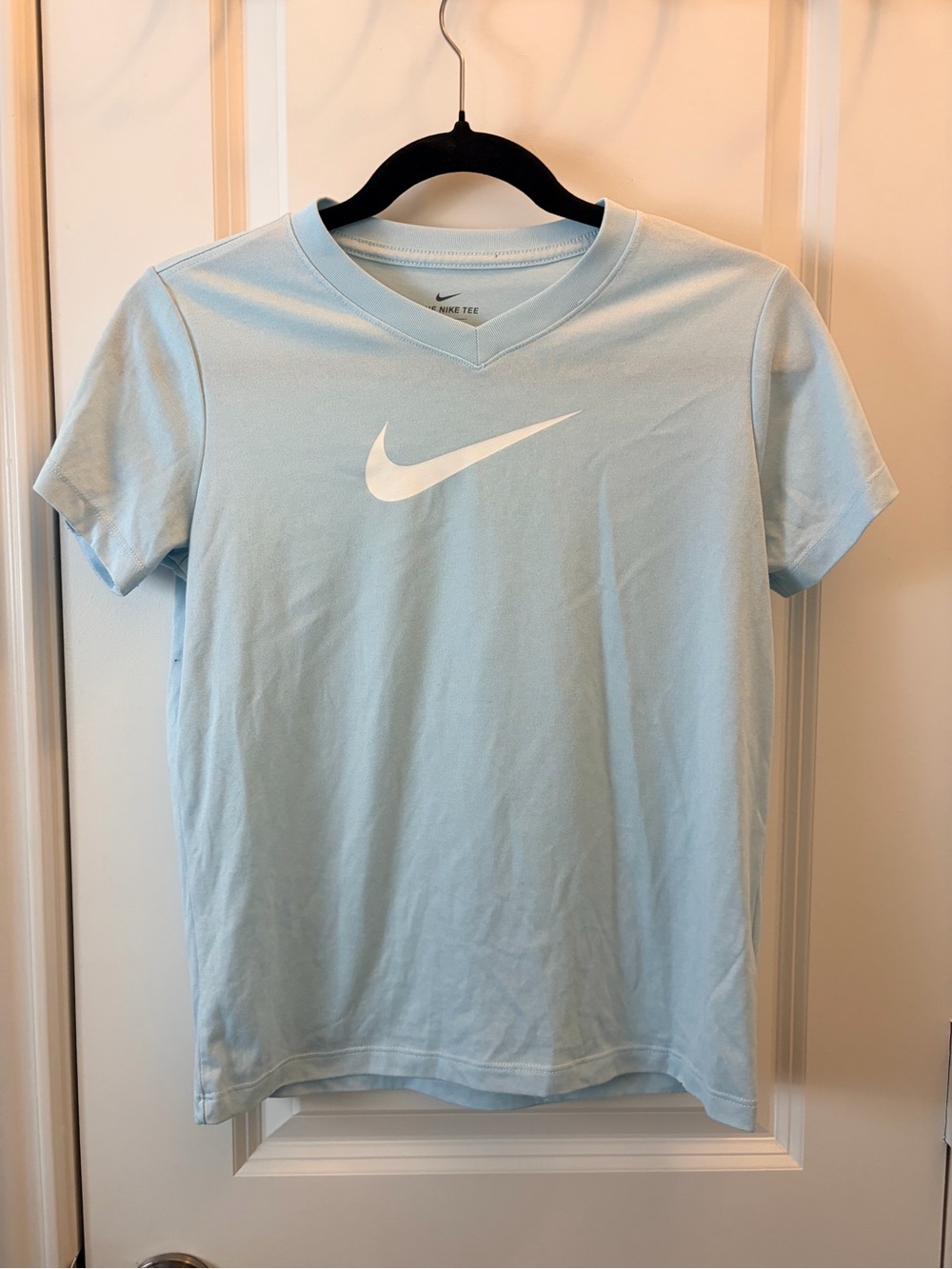 Nike Dri-FIT Youth Large Light Blue Athletic V Neck Tee